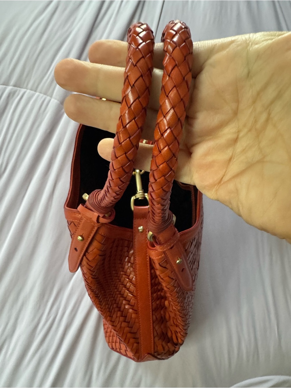 Cole Haan Genevieve Woven Leather rare burnt orange bag - Picture 10 of 12